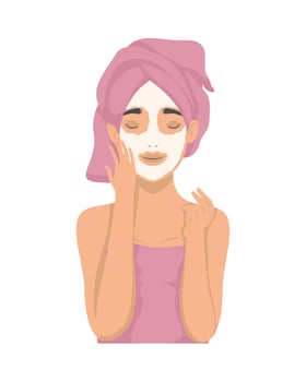 woman with skincare mask vector