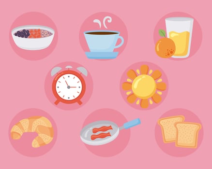 eight good morning icons vector