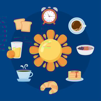 nine good morning icons vector