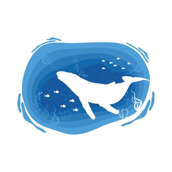 whale paper cut style vector