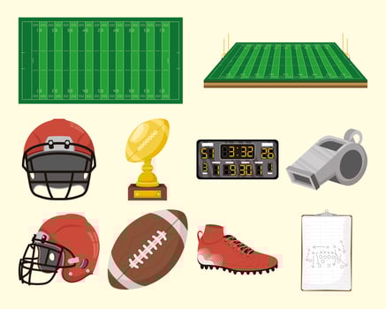 ten american football icons vector