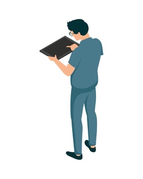 male doctor with tablet vector