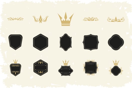 fifteen royal labels icons vector