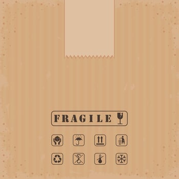 cardboard with fragile seal vector