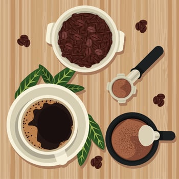 coffee drink airview scene vector