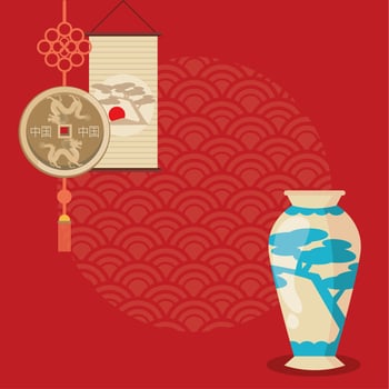 chinese culture ceramic vase vector