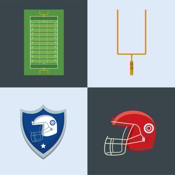 four american football icons vector