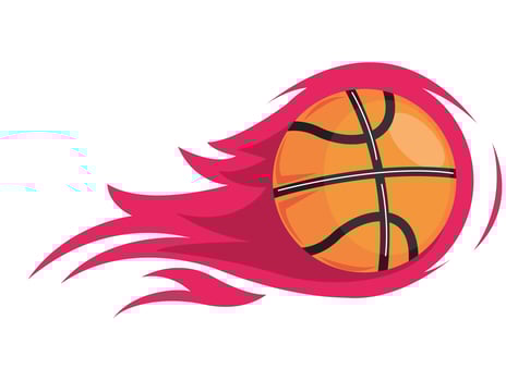 basketball sport balloon on fire vector