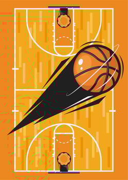 basketball balloon and court vector