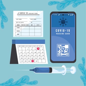 covid19 vaccine four icons vector