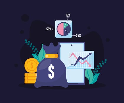 moneybag and financial icons vector