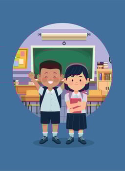 students couple classroom scene vector