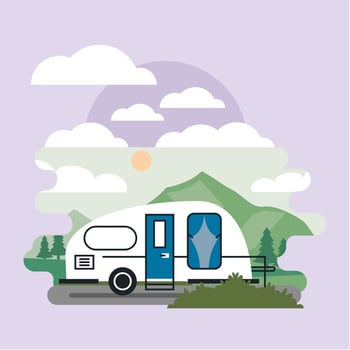 white camper in landscape vector
