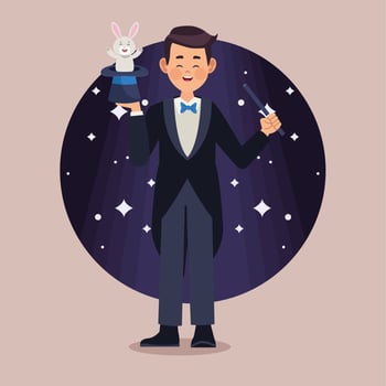 circus magician with bunny vector