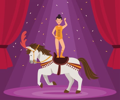 circus woman in horse vector