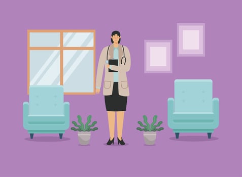 female doctor in livingroom vector