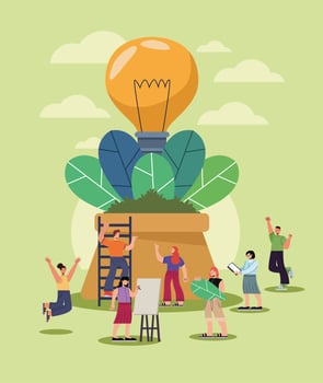 innovative persons and bulb vector