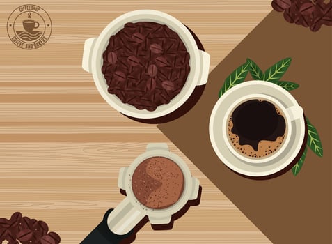 coffee shop seal and grains vector