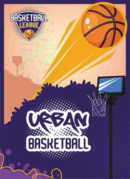 urban basketball lettering and ball vector