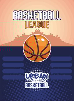 urban basketball lettering with ball vector