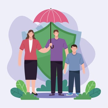 umbrella insurance with shield vector
