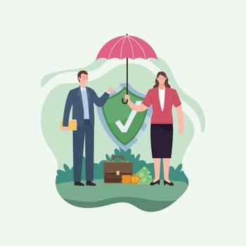 insurance shield and umbrella vector