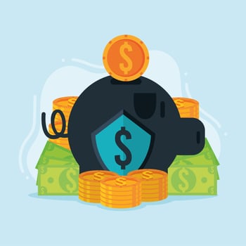 piggy savings with dollars vector