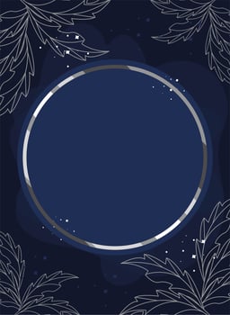silver monogram circular frame vector
