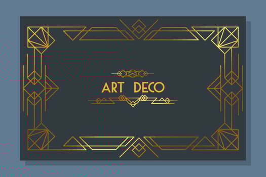 art deco gold frame vector