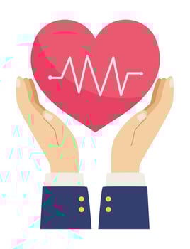 hands protecting heart cardio vector