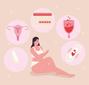 woman and menstrual designs vector