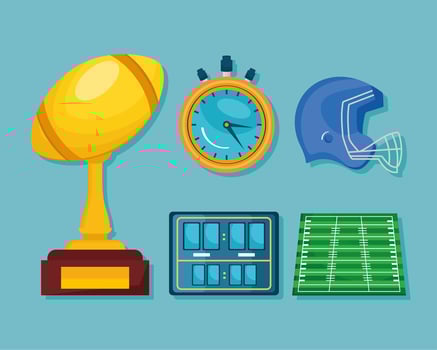 five american football icons vector