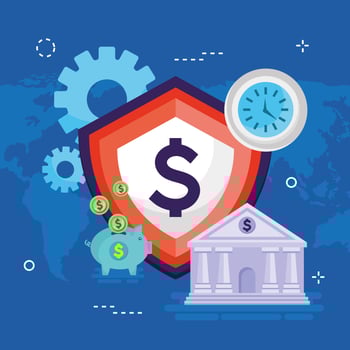 shield and banking icons vector