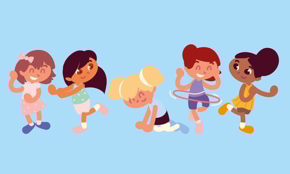 cute girls playing vector