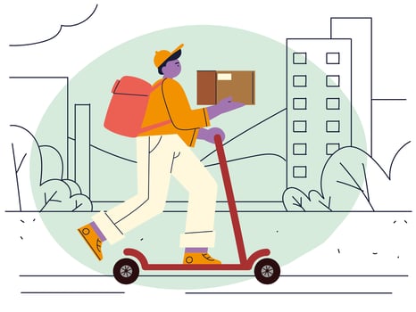 delivery man carrying box vector