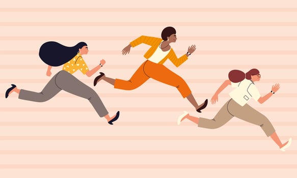 business women running vector