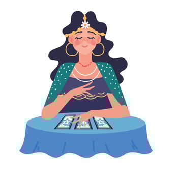 fortune teller with tarot cards vector