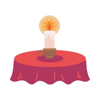 burning candle on table vector