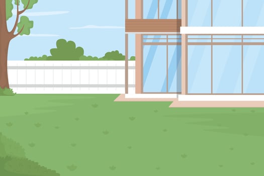 Home backyard flat color vector illustration