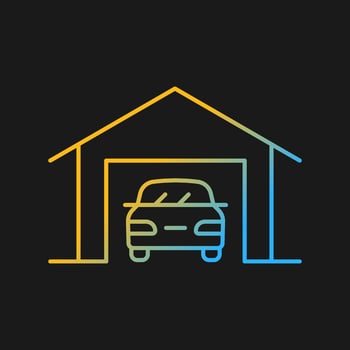 Parking space nearby gradient vector icon for dark theme. Residential garage. Accessible space for vehicles. Thin line color symbol. Modern style pictogram. Vector isolated outline drawing