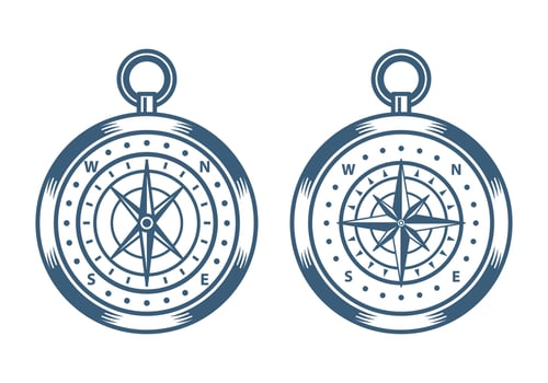 Set of vintage or old different style compass vector
