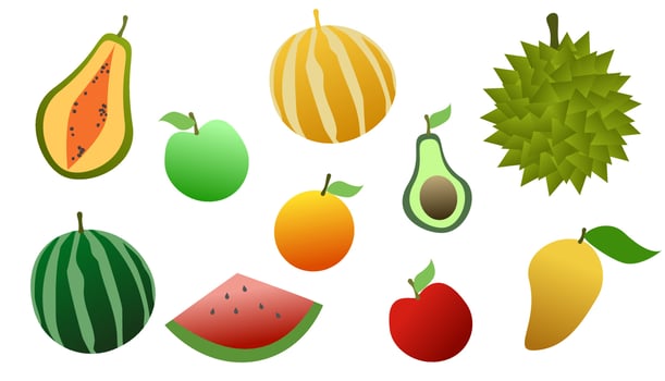 Mix fruits set. vector