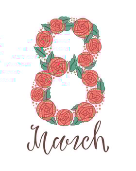 Greeting flower card from March 8. International Women's Day. Vector illustration.
