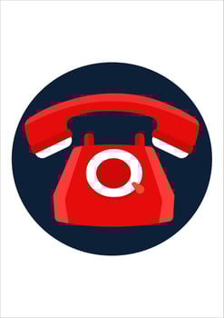 red retro telephone illustration vector