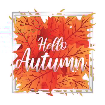Vector background with hand lettering Hello autumn and leaves