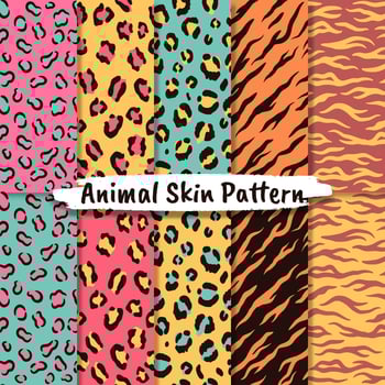 Vector seamless patterns set with animal skin texture.