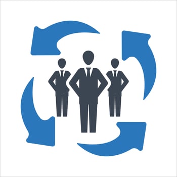 Employee change, job replacement icon vector