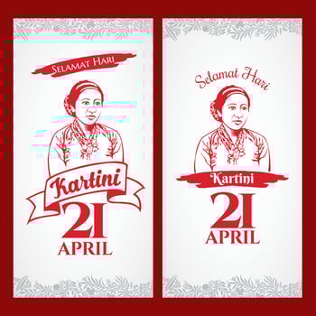 selamat hari Kartini. Translation Happy Kartini day. Kartini is the heroes of women education and human right in Indonesia vector