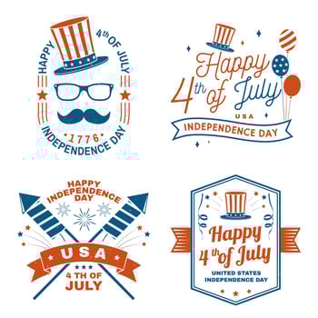 Set of Vintage 4th of july design. Fourth of July felicitation classic postcard. Independence day greeting card. Patriotic banner for website template. Vector illustration.