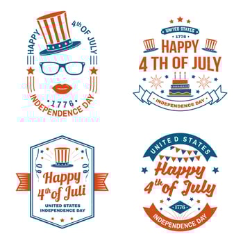 Set of Vintage 4th of july design. Fourth of July felicitation classic postcard. Independence day greeting card. Patriotic banner for website template. Vector illustration.